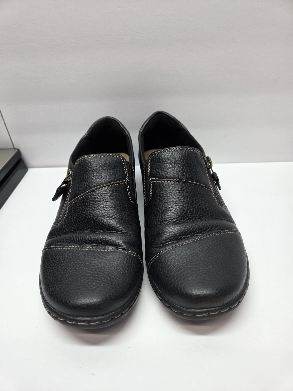 Clarks Collection Black Pebbled Leather Slip-Ons